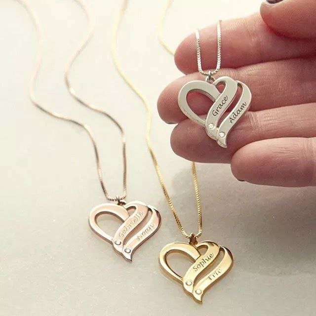 طوق قلب مطلي دهب او فضة 1