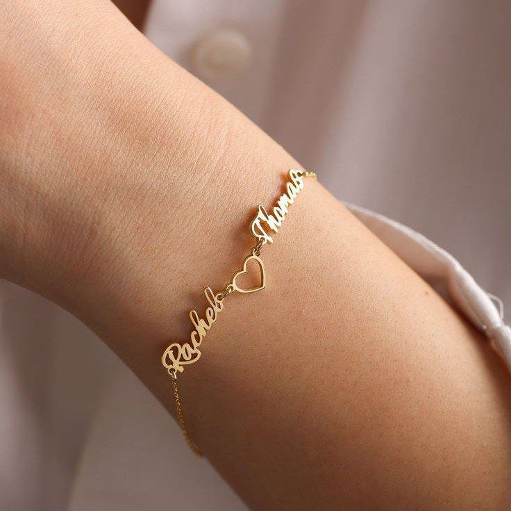 اسوارة اسم او اسمين مطلي دهب 3